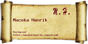 Macska Henrik névjegykártya